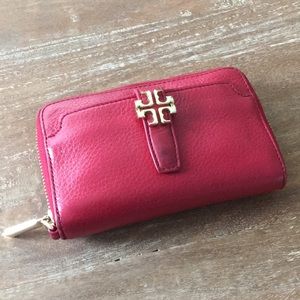 Tory Burch red zipper wallet
